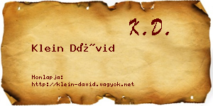 Klein Dávid névjegykártya